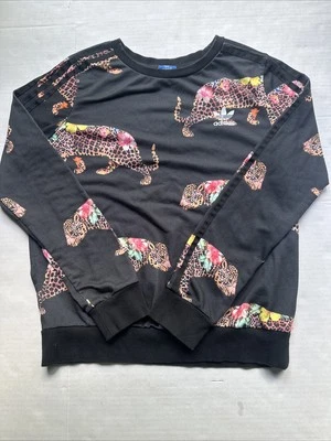 Adidas Originals X Farm Multi Leopard Print Black Sweater Women’s Size Small - Image 1 of 4
