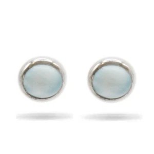 Marahlago Sterling Silver Earrings Round Post Larimar Stud Ladies Jewellery - Picture 1 of 2