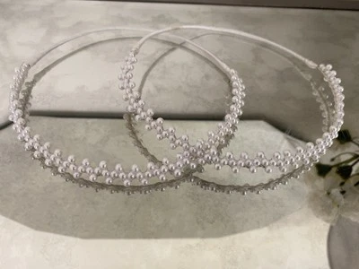 Греческая православная винтажная свадебная тиара Stefana 2 с белым искусственным жемчугом короны для невесты - Изображение 1 из 4