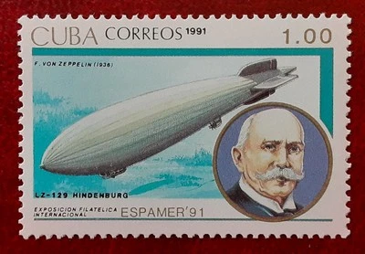 Other Caribbean 1991 1.00p MNH Hindenburg Zeppelin Mi 3492 Scott 3326 XF 8089-2 - Image 1 of 3