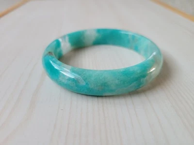 Pulseira de pedra preciosa verde amazonita natural diâmetro interno cristal 54mm-55mm  - Imagem 1 de 4