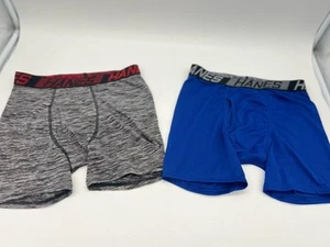 Hanes Originals Boys' SuperSoft Knit Boxer Underwear, 2 Pack Large Blue Gray - Picture 1 of 2