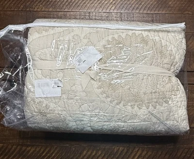 Pottery Barn Alanya Suzani Embroidered Floral Quilt King/Cal K Natural New! Read - Image 1 of 4