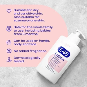 E45 Moisturising Lotion 500ml for Dry &Sensitive Skin Long-Lasting Hydration UK - Picture 1 of 4