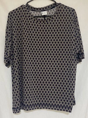 Blusa Bogner Feminina Amea Blusa Top Diamante Geométrica Azul Marinho Tamanho 10 Grande - Imagem 1 de 4