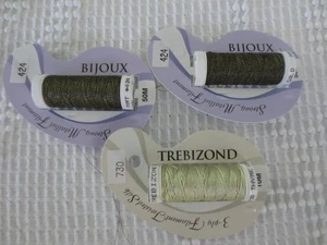 3 Spools BIJOUX & TREBIZOND Twisted Silk & Strong Metallic Filament THREAD - Picture 1 of 3