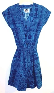 Hilo Hattie Vintage Romper Blue Hawaiian Tropical Floral Womens Small One Piece - Picture 1 of 5