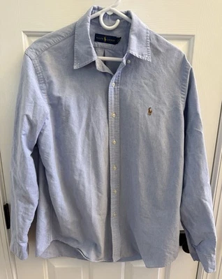 Polo Ralph Lauren Blue Classic Fit Button Dress Shirt Pony Large L 100% Cotton - Image 1 of 4