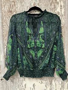 White House Black Market Damenbluse Lurex Langarm Druck Bluse Größe S - Bild 1 von 6