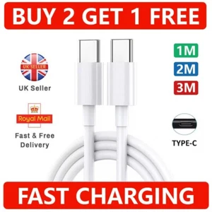 Type C to Type C Fast Charging Cable USB C Lead Long For iPhone 15 Plus Pro Max - Picture 1 of 11