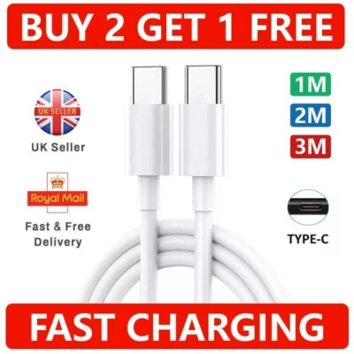 Type C to Type C Fast Charging Cable USB C Lead Long For iPhone 15 Plus Pro Max - Image 1 of 4