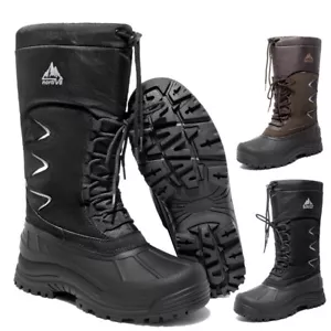 Men Snow Boots Waterproof Mid-Calf Fur Lined Insulated Warm Winter Ski Boots - Picture 1 of 14