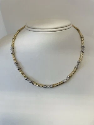 "Nuevo collar único de 16"" de diamantes naturales de oro de dos tonos de 14 k ~ 38,5 gr" Foto 1 de 3