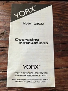 Vintage York Turntable Manual Model Q802A - Picture 1 of 1