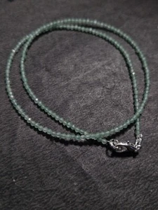 peridot gemstone 2 mm round faceted beads 12-40" 925 sterling silver necklace - Picture 1 of 7