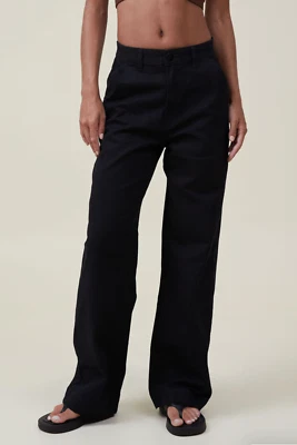 Pantalones de pierna ancha Cotton:On para mujer Carter de algodón lavado negro liso talla 2 NUEVO Foto 1 de 3