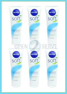 6x Nivea Soft Moisturising Daily Cream Jojoba Oil | Vitamin E | Vegan | 48h-75ml - Picture 1 of 8