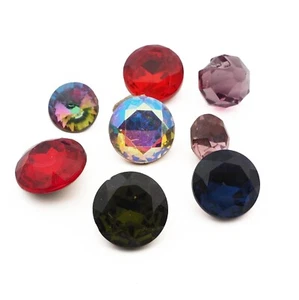 Lot (8) Czech vintage large glass rhinestones button - Picture 1 of 2