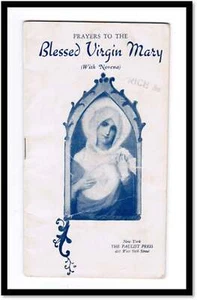 Prayers to the Virgin Mary with Novena 1929 Paulist Press 30 pages - Imagen 1 de 3