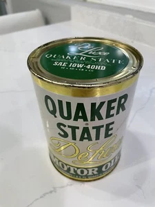 Aceite de motor vintage lata de hojalata- Quaker State DeLuxe 1 cuarto 0,946 litros completo EE. UU. 10W40 - Imagen 1 de 7