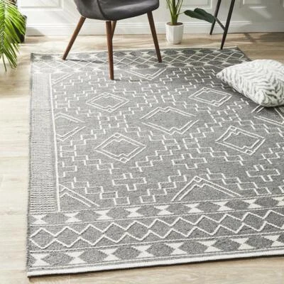 DANUBE IVORY GREY HAND LOOMED WOOL MOROCCAN MODERN FLOOR RUG - 3 Sizes **NEW** - image 1 of 4