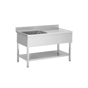 Spültisch aus Edelstahl, ein Becken links, 100 x 60 Becken - Bild 1 von 4