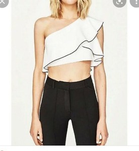 zara white one shoulder shirt