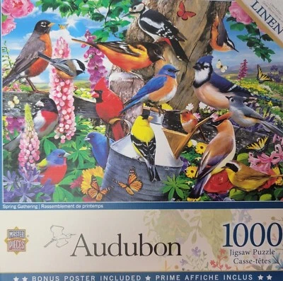 Master Pieces Audubon Spring Gathering Birds 1000 Piece Jigsaw Puzzle NEW Sealed - Image 1 of 3