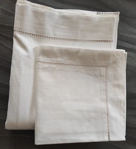 ancien drap coton + taie  jour echelle  drap  270cm x170cm taie 73cmx70cm  N°2 - Imagen 1 de 13