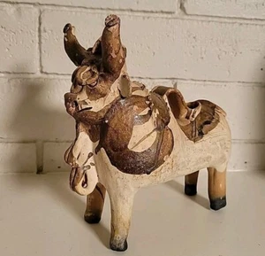 Torito de Pucara Peruanischer Stier Keramik Vase Gefäß Terrakotta Kuh Mid Century  - Bild 1 von 13