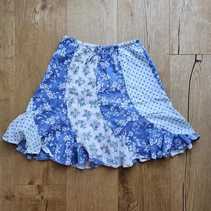 Mini Boden Skirt floral blue Patchwork cotton size 7 8 - Picture 1 of 6