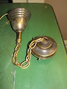 Antique Victorian Brass Ceiling Pendant Light Fixture - Picture 1 of 7