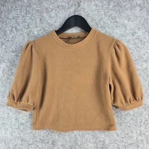 Zara Top Womens Small Brown Short Sleeve Round Neck 11917 - Picture 1 of 10