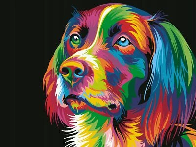 NORIMPEX 50x40 cm Malen nach zahlen Set mit Holzrahmen Bunter Hund