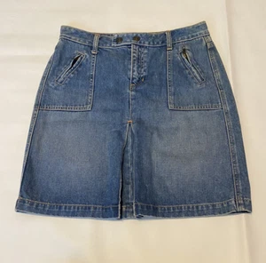 Gap Jeans Skirt Blue Denim Mid Wash Front Zip Pockets Sz 4 - Picture 1 of 7