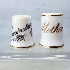 Juego de de dedales de abuela y madre de porcelana vintage flores mamá abuela Grammy - Imagen 1 de 5