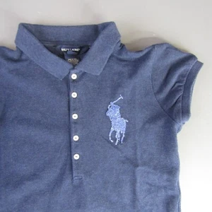 Ralph Lauren Polo Shirt Girls Size L (12-14) Beaded Big Pony Youth Large Navy - Imagen 1 de 10