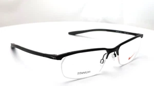 Nike 6070 001 Titanium Black Rectangle Semi Rimless Mens Eyeglasses 53mm - Picture 1 of 6