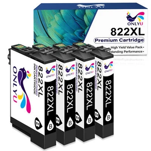 4 Pack 822XL T822XL Ink Cartridge Black For Epson WorkForce Pro WF-4833 WF-4834 - Picture 1 of 5