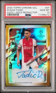 2020 Topps Chrome UCL Dusan Tadic Auto Gold Refractor /50 Psa 10 POP 1 AJAX - Picture 1 of 2