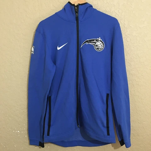 Nike Orlando Magic Mens Medium Blue Sweatshirt Hoodie Full Zip Dri Fit Cover