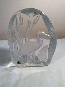 lovely collectable heavy cut and frosted crystal glass paperweight heron pattern - Picture 1 of 1