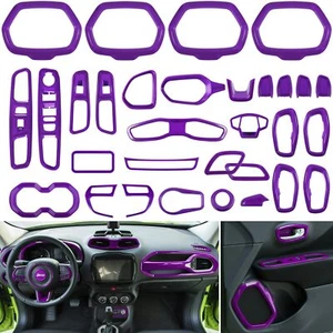 31PC Car Interior Accessories Decoration Trim Kit Purple For Jeep Renegade 2015+ - Picture 1 of 7