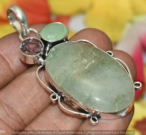 Aquamarine & Chalcedony Gemstone Pendant 925 Silver Plated U327-C150 - Picture 1 of 1