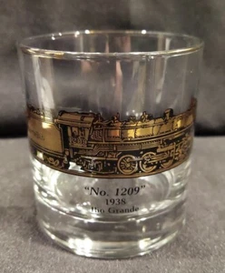 Railroad Steam Trains Galaxy Whiskey Lowball Rocks Glass No. 1209 Rio Grande - Picture 1 of 2