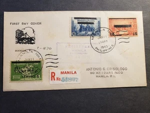 JAPAN OCCUPIED MANILA, PHILIPPINES 1943 WWII Registered FDC Postal History Cover - Picture 1 of 2