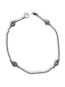 JCM Sterling Silver 925 CZ Station Chain Bracelet 7" - Picture 1 of 8