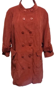 Womens Vintage Willow Lane Double Breasted Corduroy Fall Car Coat 3X Thin Wale - Picture 1 of 6