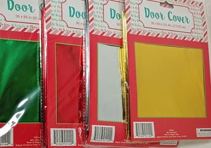 Christmas Lightweight Foil Door Cover 36 X 84 Inch Silver Gold Red Green Choice - Picture 1 of 11
