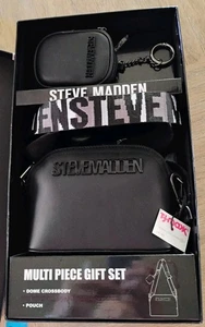 Steve Madden Black Faux Leather Purse with 2 Adjustable Strap, Gift set - Picture 1 of 8